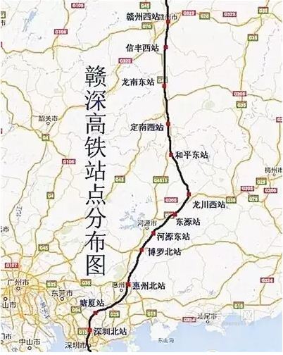 赣深高铁线路地图图片